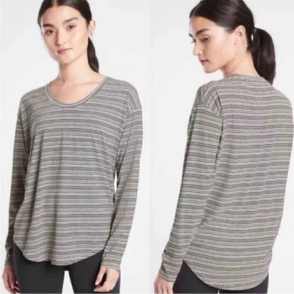 ATHLETA Cloudlite Stratus Striped Long Sleeve Shirt-M